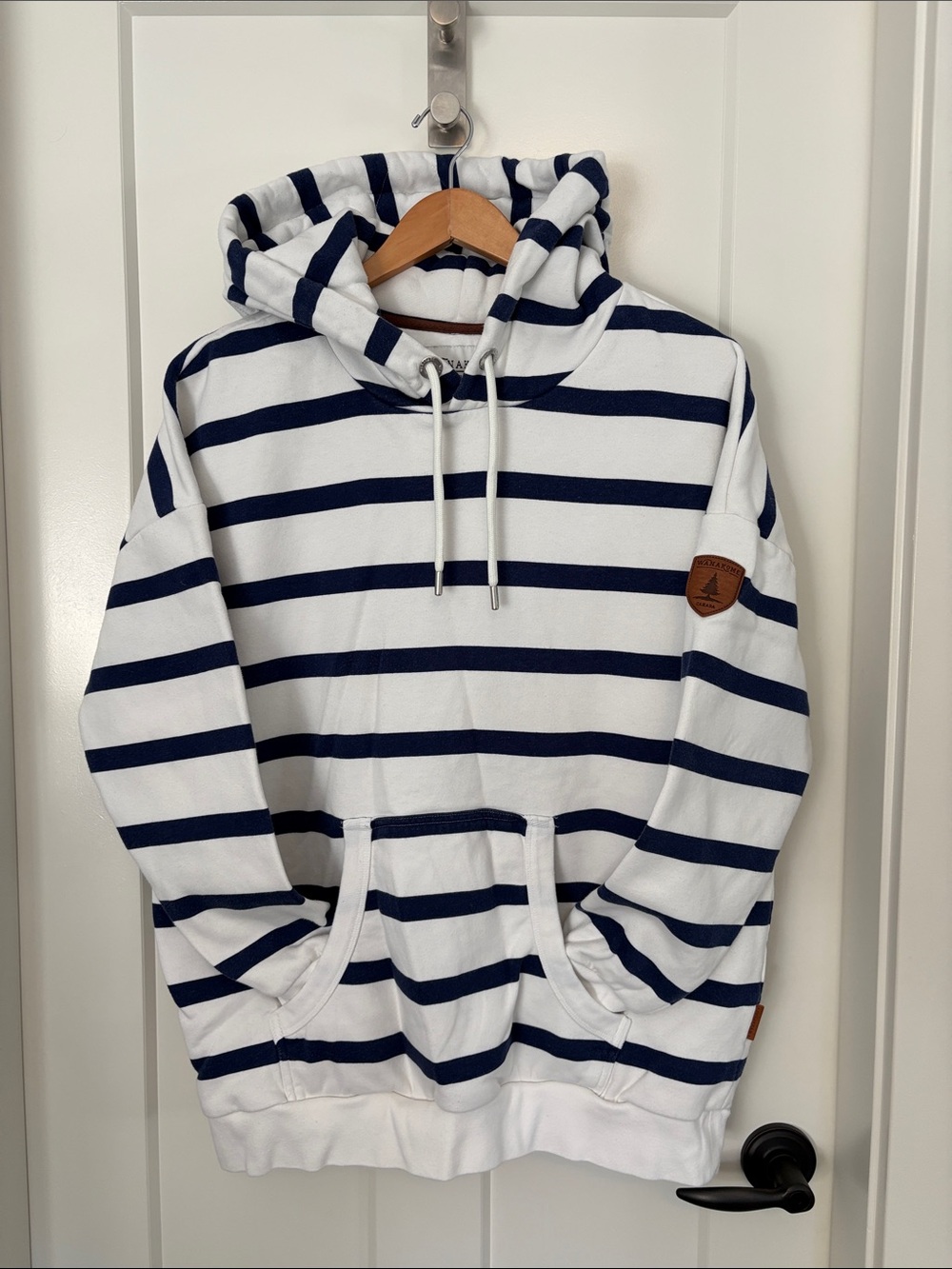 Wanakome Navy & White Striped Hoodie